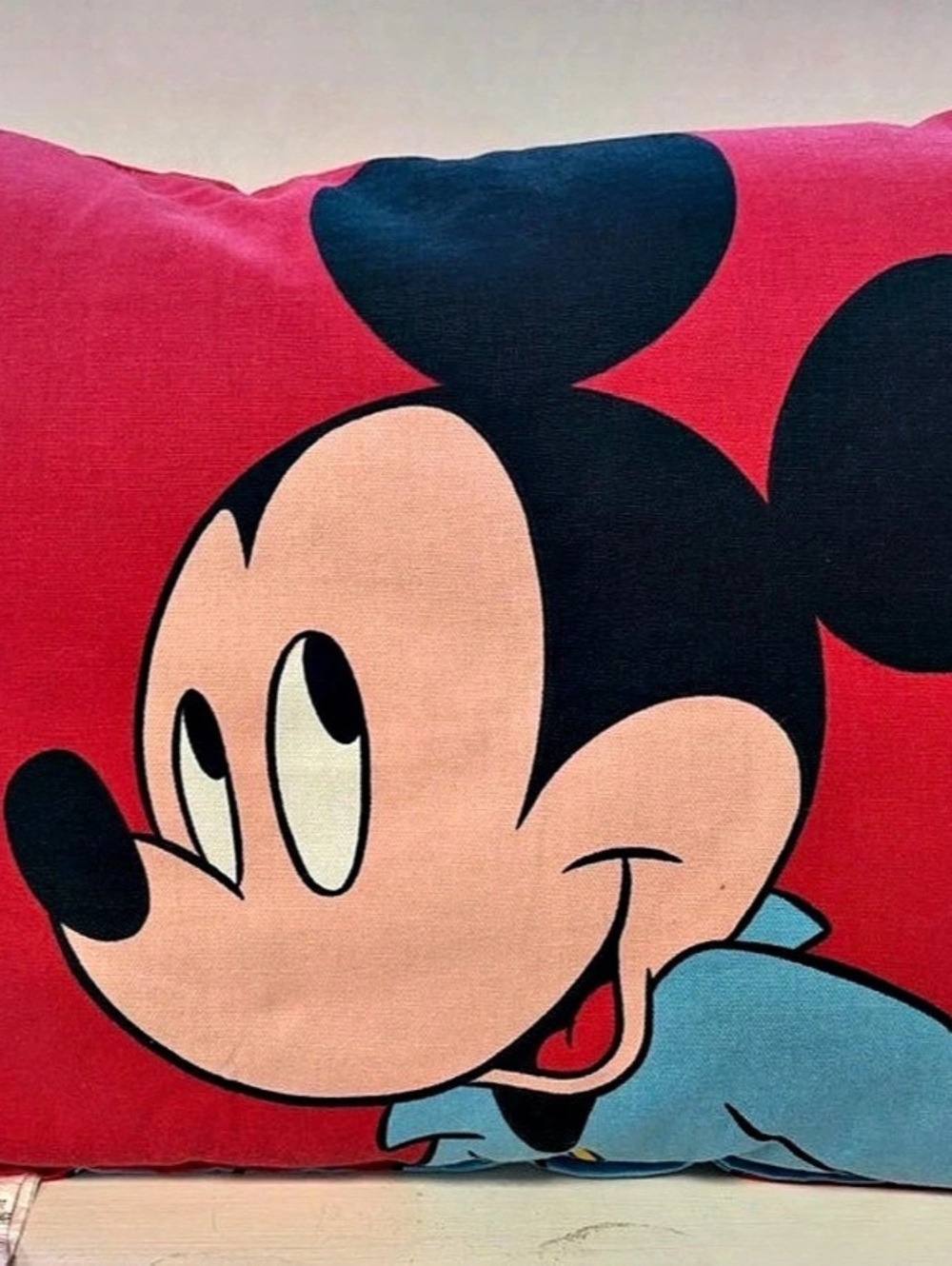 Vintage Disney Mickey Mouse Accent Pillow in Red